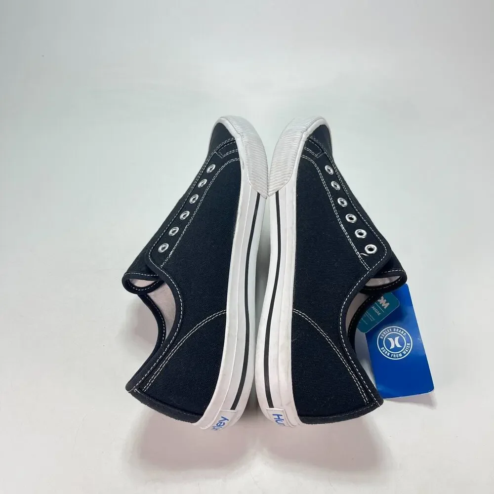 Hurley Chloe Black White Canvas Casual Slip On Laceless Sneakers Men's Size 11M